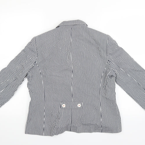 Coercion Womens White Striped  Overcoat Jacket Size 18