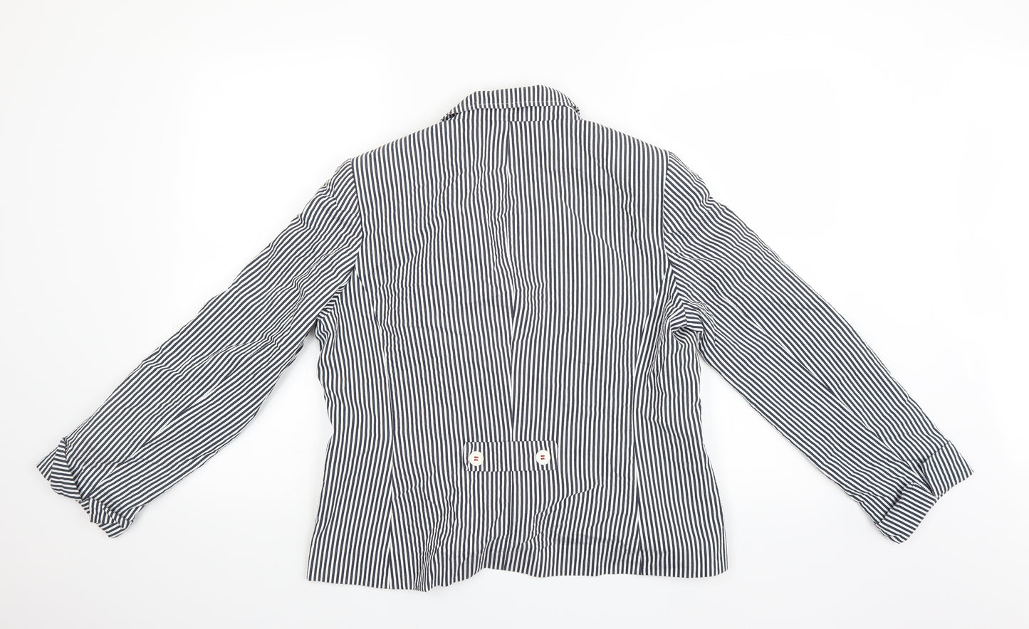 Coercion Womens White Striped  Overcoat Jacket Size 18