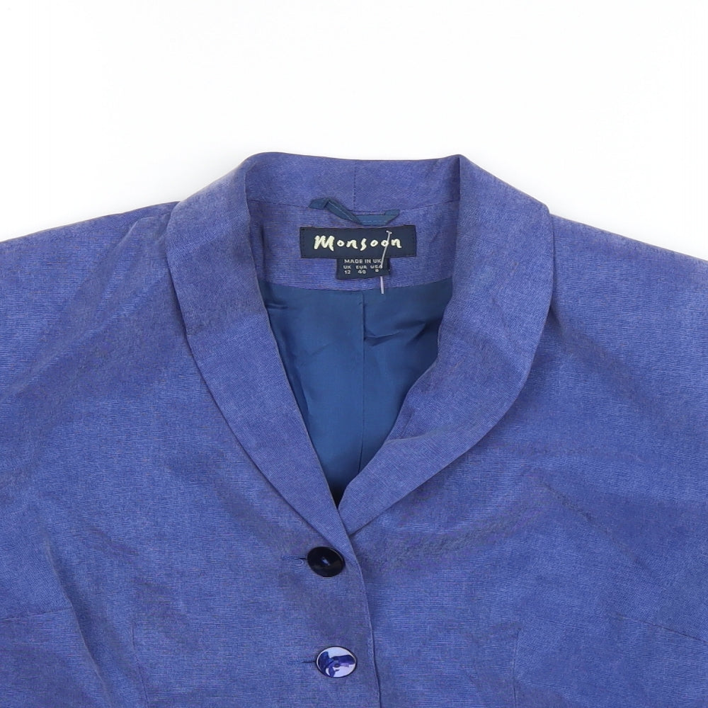 Monsoon Womens Blue   Overcoat Coat Size 12