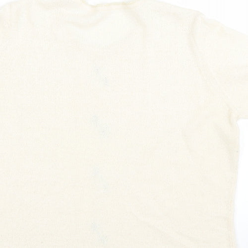 Preworn Womens Beige Floral  Jersey T-Shirt Size 16