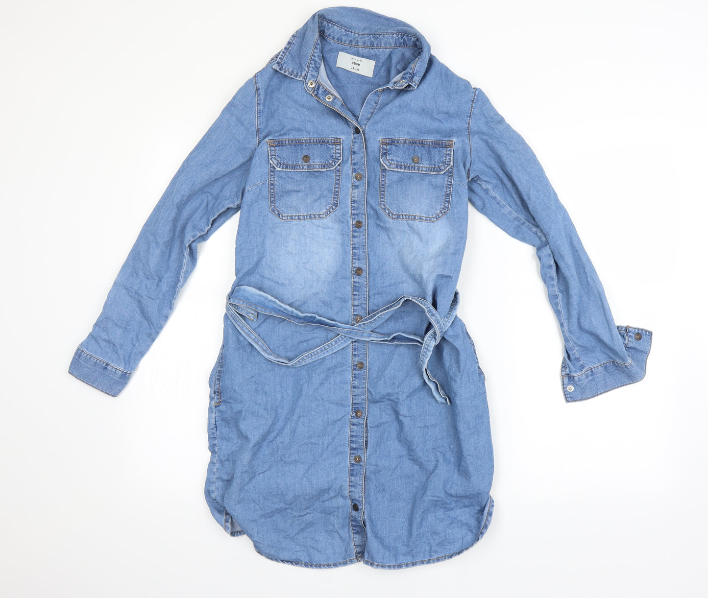 New Look Womens Blue   Shirt Dress  Size 8