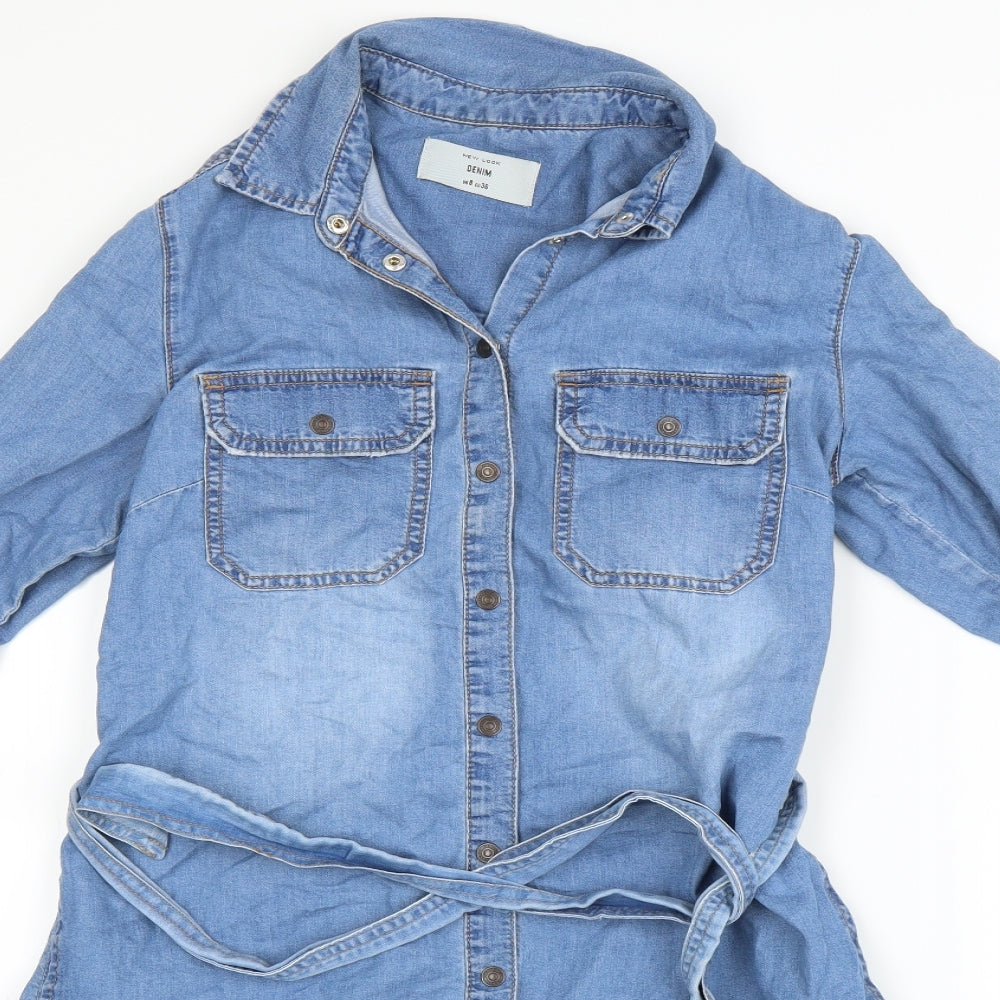 New Look Womens Blue   Shirt Dress  Size 8