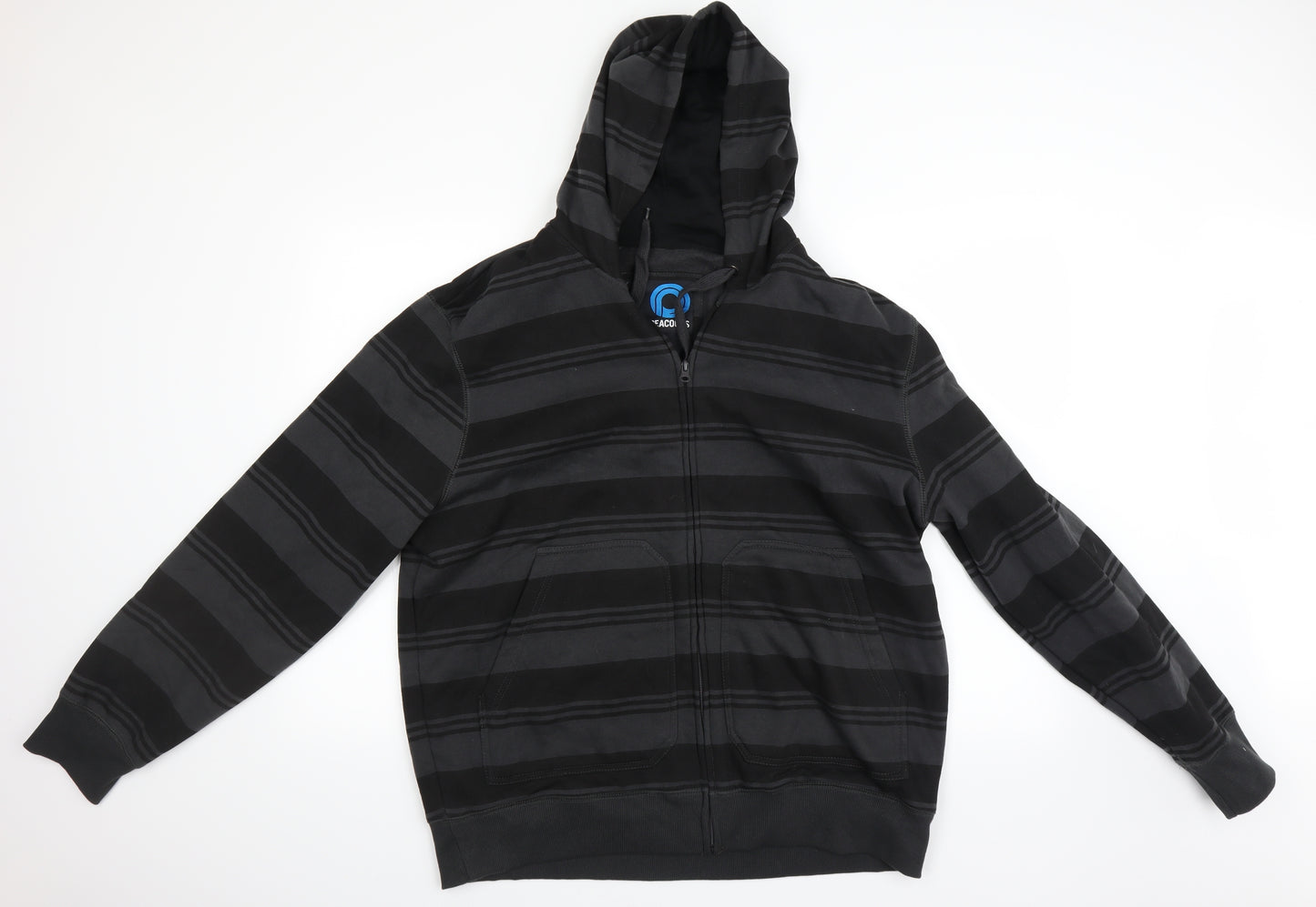 Peacocks Mens Grey Striped  Full Zip Hoodie Size XL
