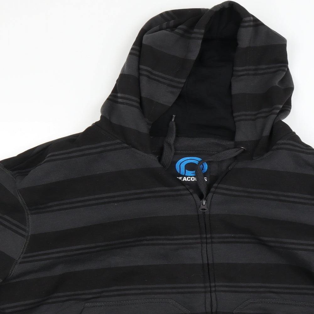 Peacocks Mens Grey Striped  Full Zip Hoodie Size XL