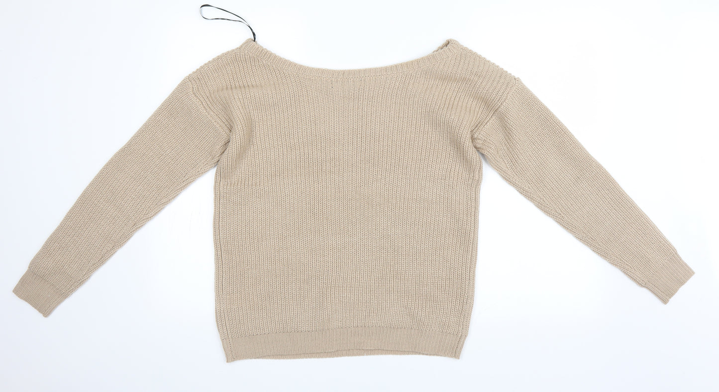 Missguided Womens Beige   Pullover Jumper Size 8