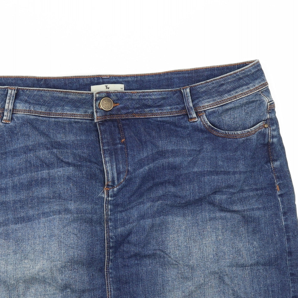 TU Womens Blue  Denim A-Line Skirt Size 16