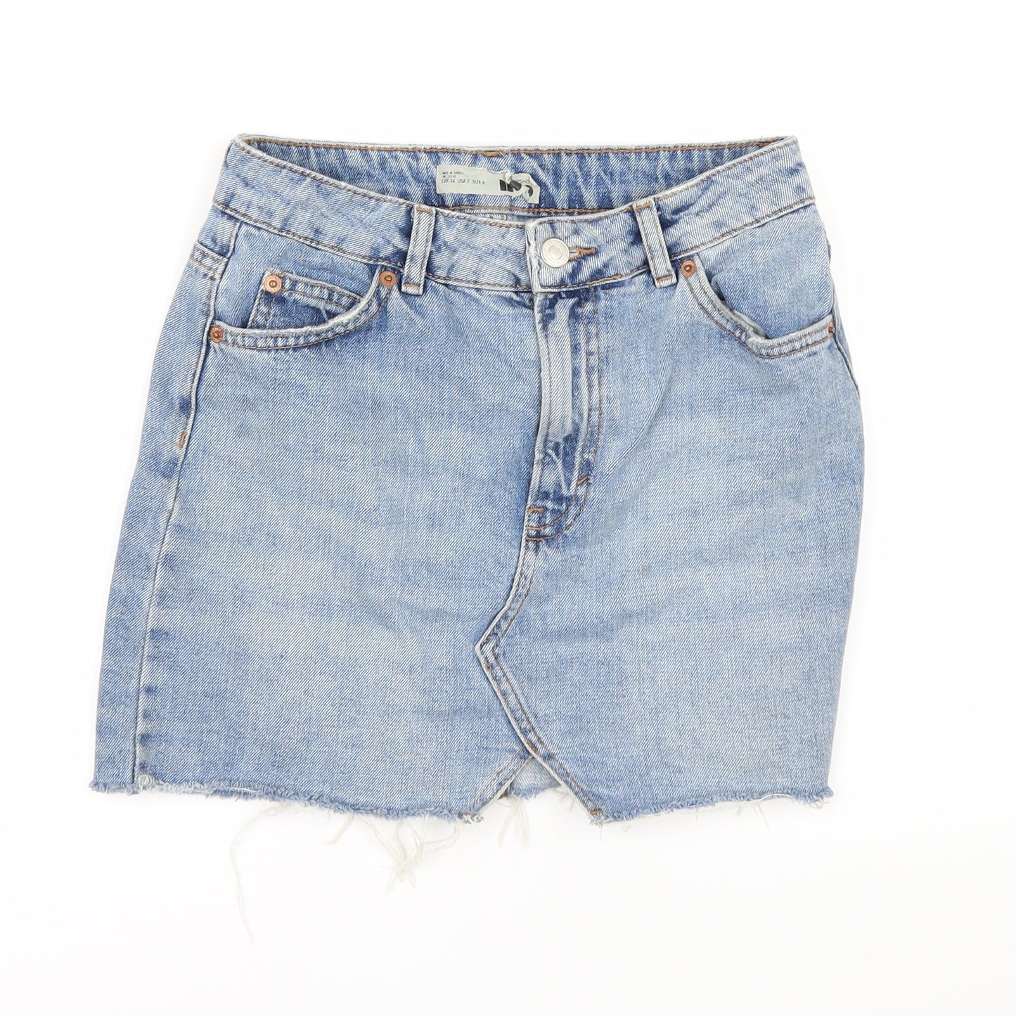 Topshop Womens Blue  Denim A-Line Skirt Size 6