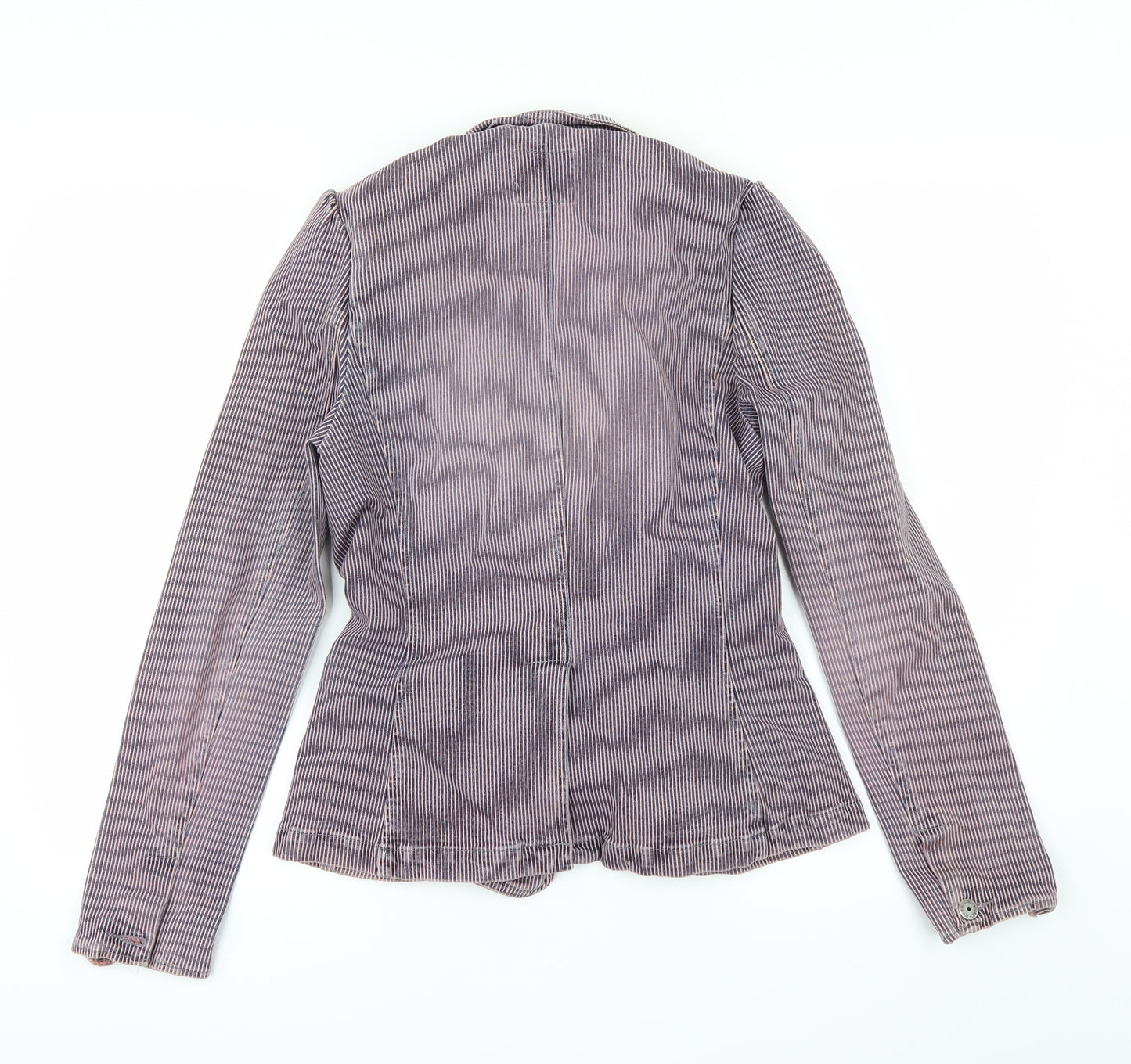 Peter Golding Womens Pink Striped  Overcoat Coat Size 10