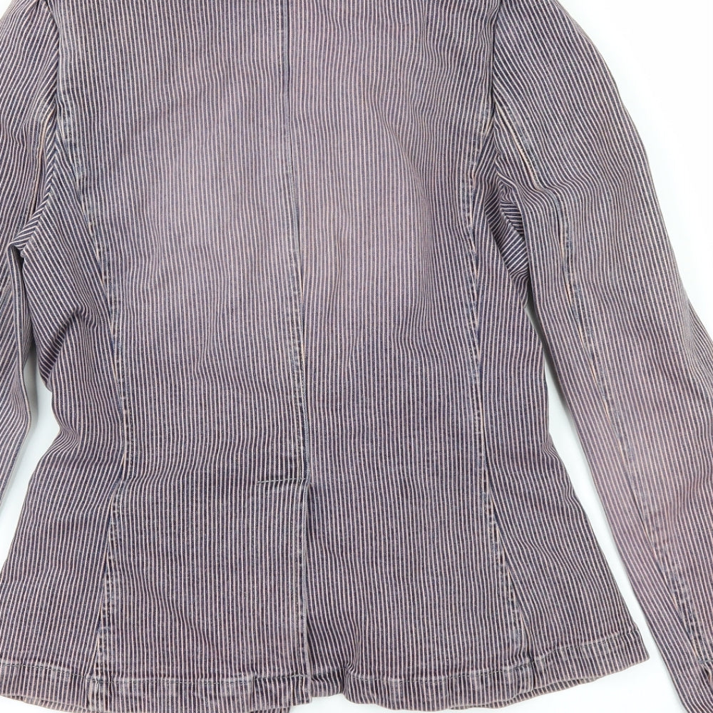 Peter Golding Womens Pink Striped  Overcoat Coat Size 10