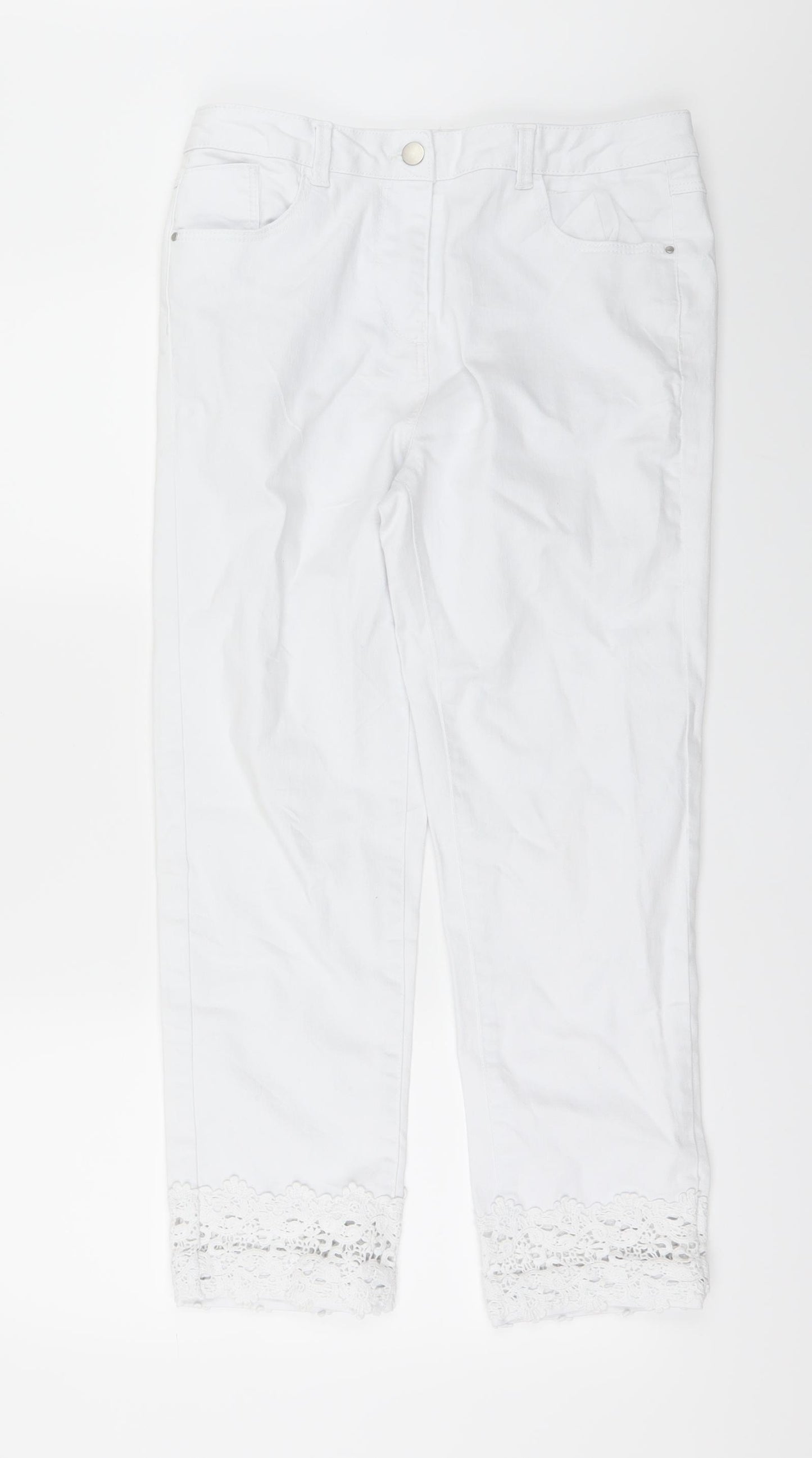 George Womens White   Straight Jeans Size 12 L25 in