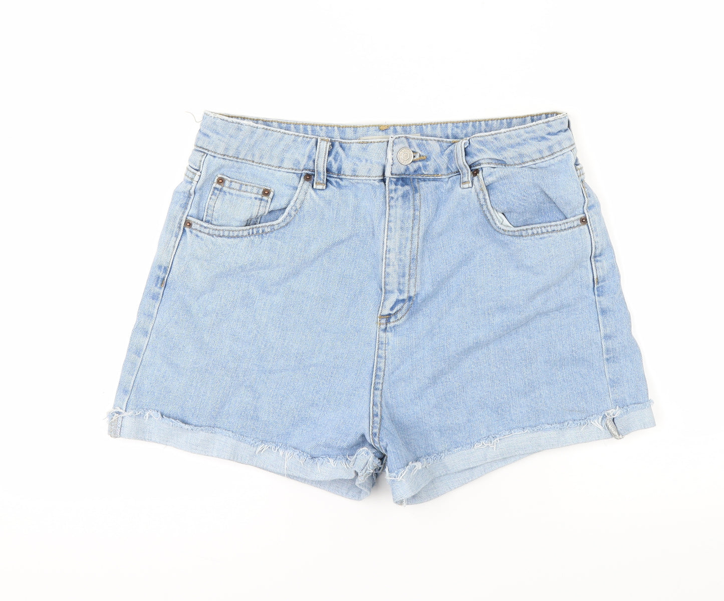 Topshop Womens Blue  Denim Cut-Off Shorts Size 12
