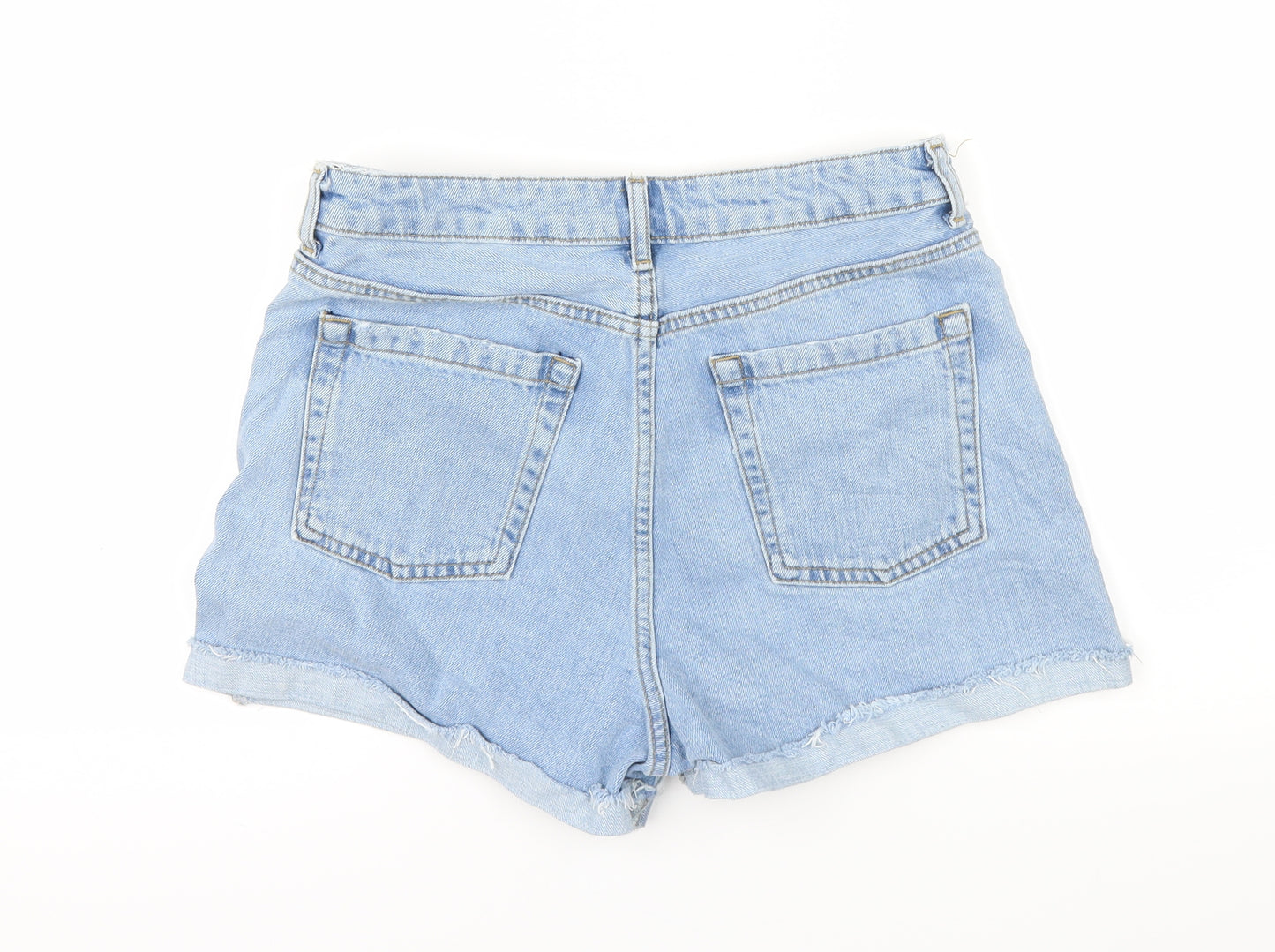 Topshop Womens Blue  Denim Cut-Off Shorts Size 12