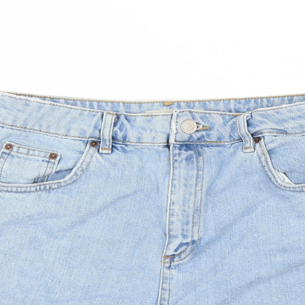 Topshop Womens Blue  Denim Cut-Off Shorts Size 12