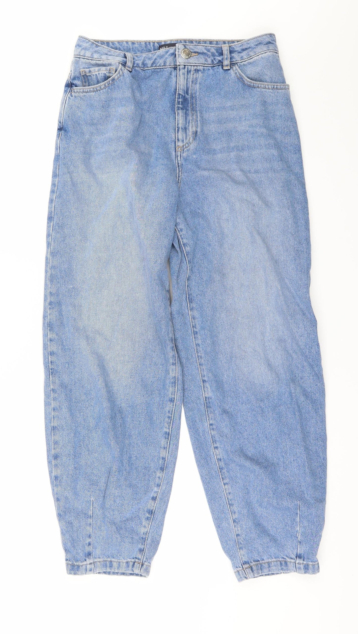 Marks and Spencer Womens Blue  Denim Straight Jeans Size 10 L26 in