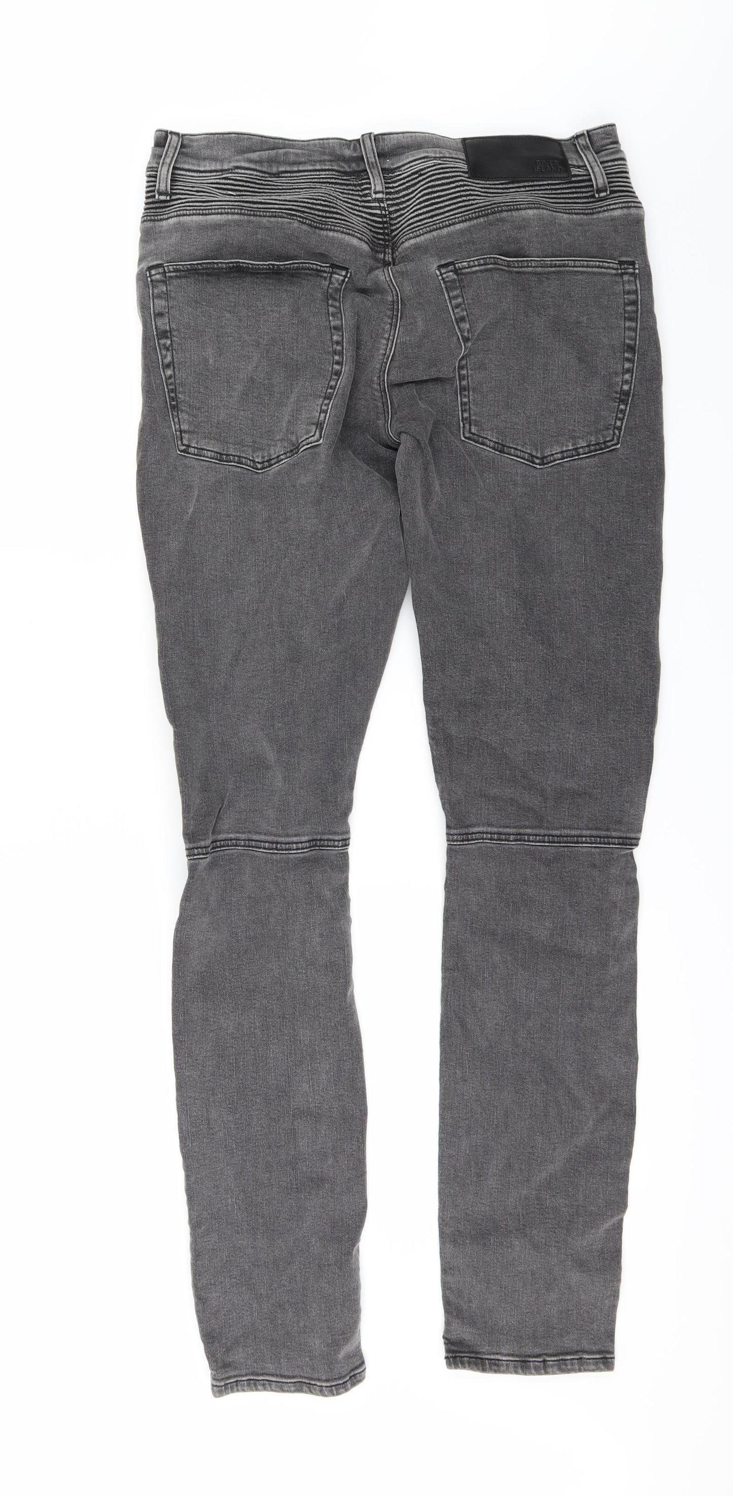 River Island Mens Black  Denim Straight Jeans Size 32 L31 in