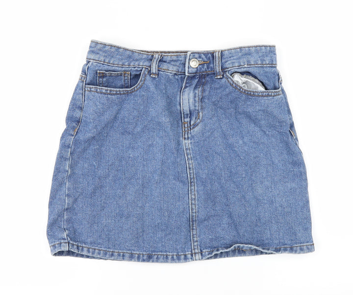 DenimCo Womens Blue Denim A-Line Skirt Size 8
