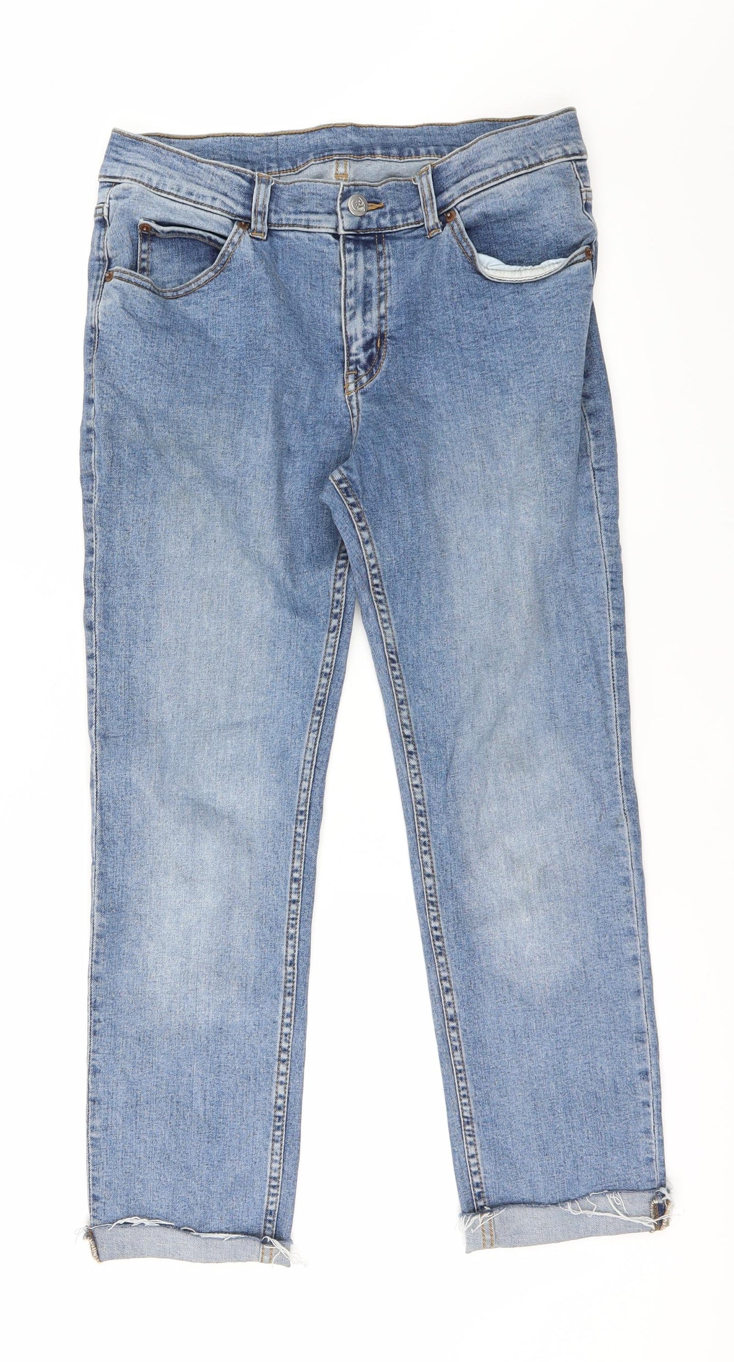 Preworn Womens Blue  Denim Straight Jeans Size S L30 in