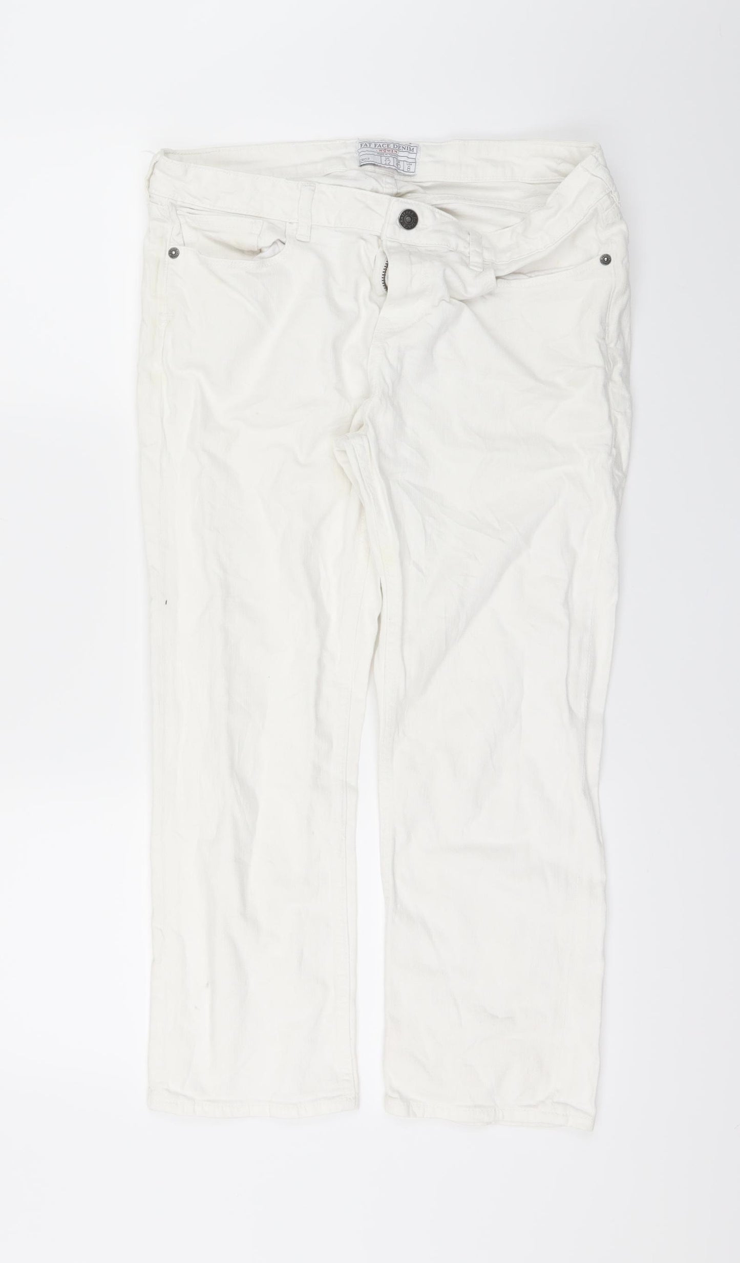 Fat Face Womens White   Straight Jeans Size 12 L22 in