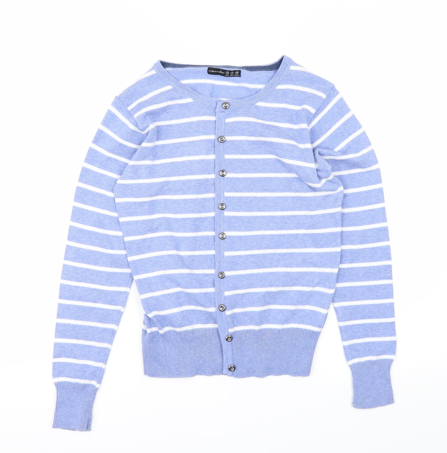 Atmosphere Womens Blue Striped  Cardigan Jumper Size 10