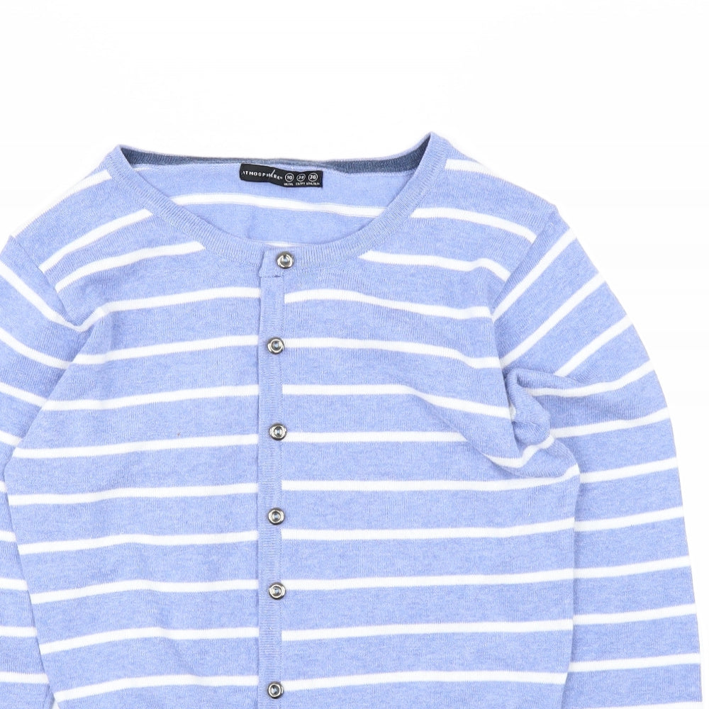 Atmosphere Womens Blue Striped  Cardigan Jumper Size 10