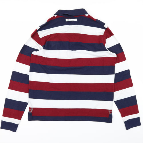 England Rugby Mens White Striped   Polo Size L