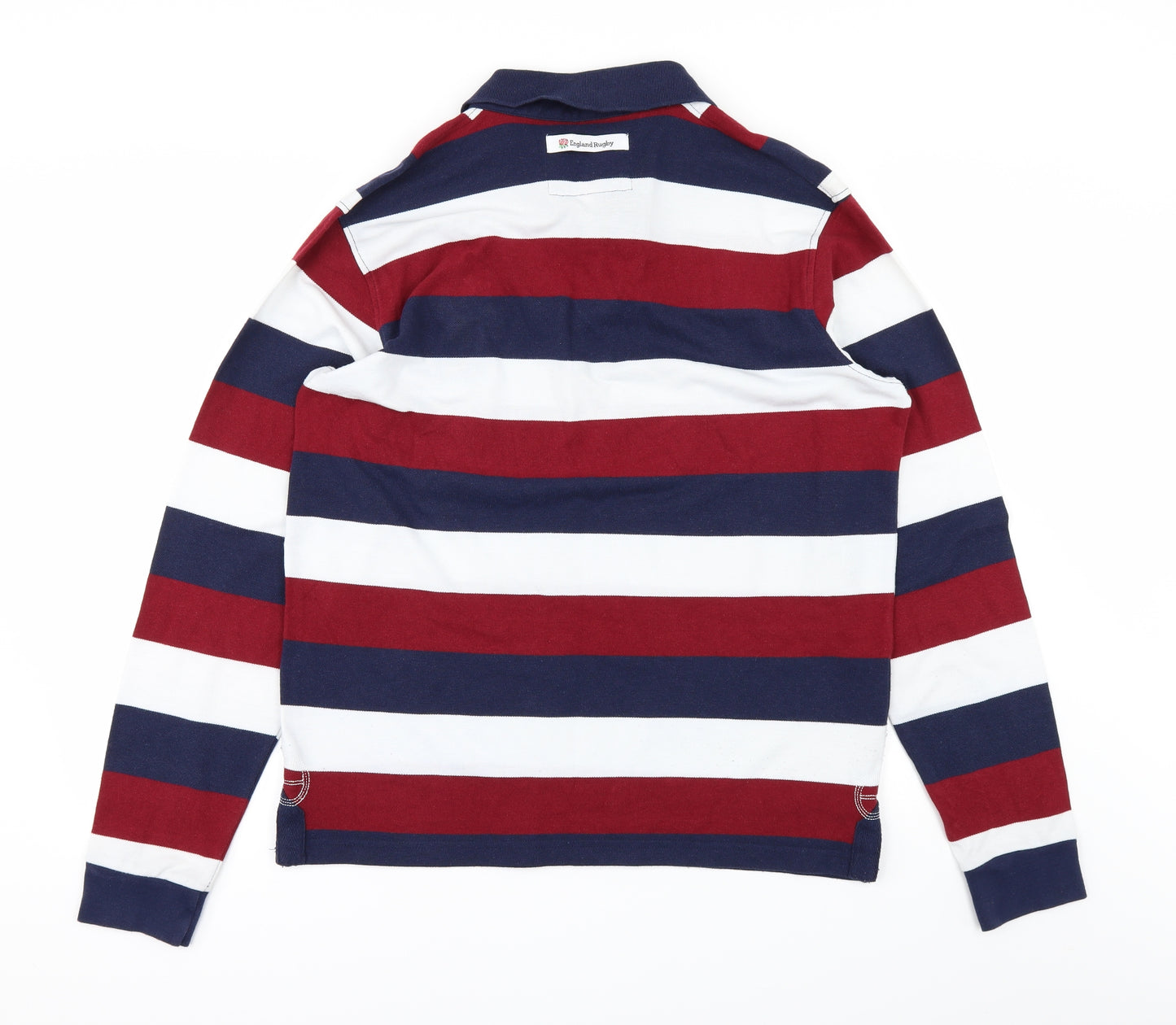 England Rugby Mens White Striped   Polo Size L