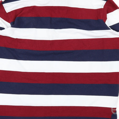 England Rugby Mens White Striped   Polo Size L