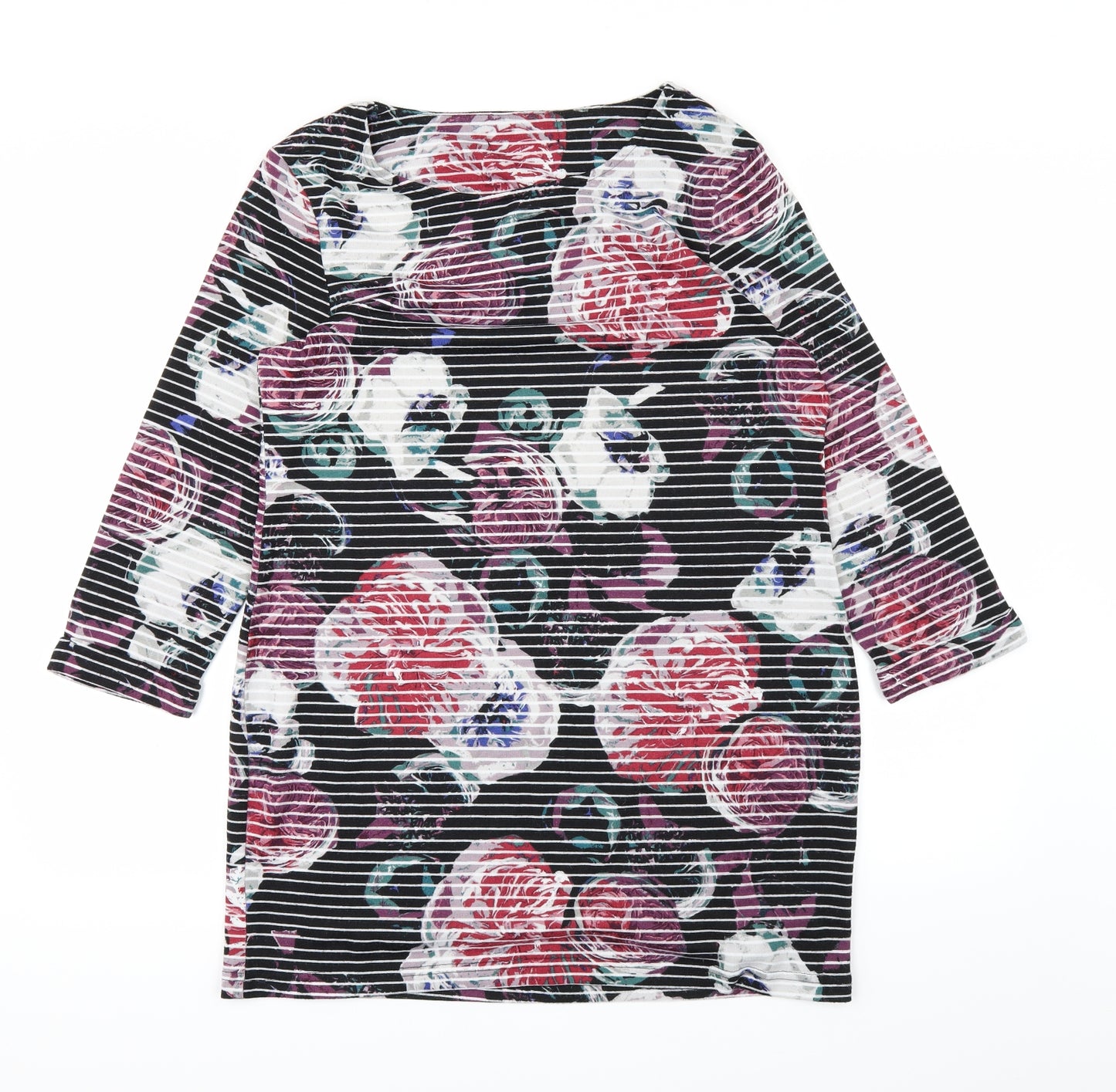 Marks and Spencer Womens Black Floral  Basic T-Shirt Size 14