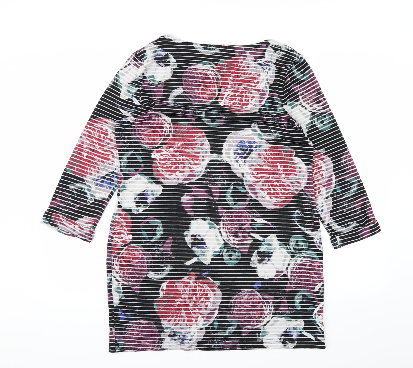Marks and Spencer Womens Black Floral  Basic T-Shirt Size 14