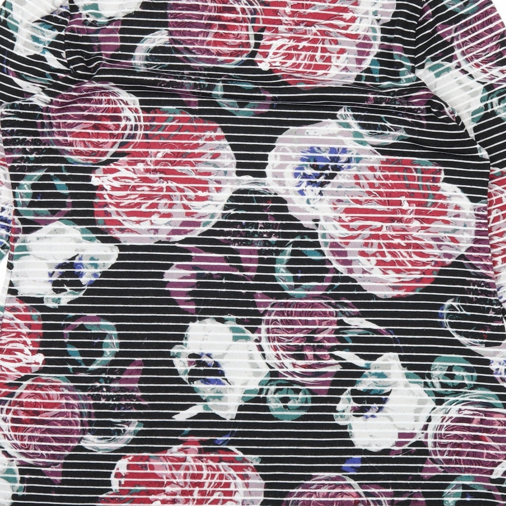 Marks and Spencer Womens Black Floral  Basic T-Shirt Size 14