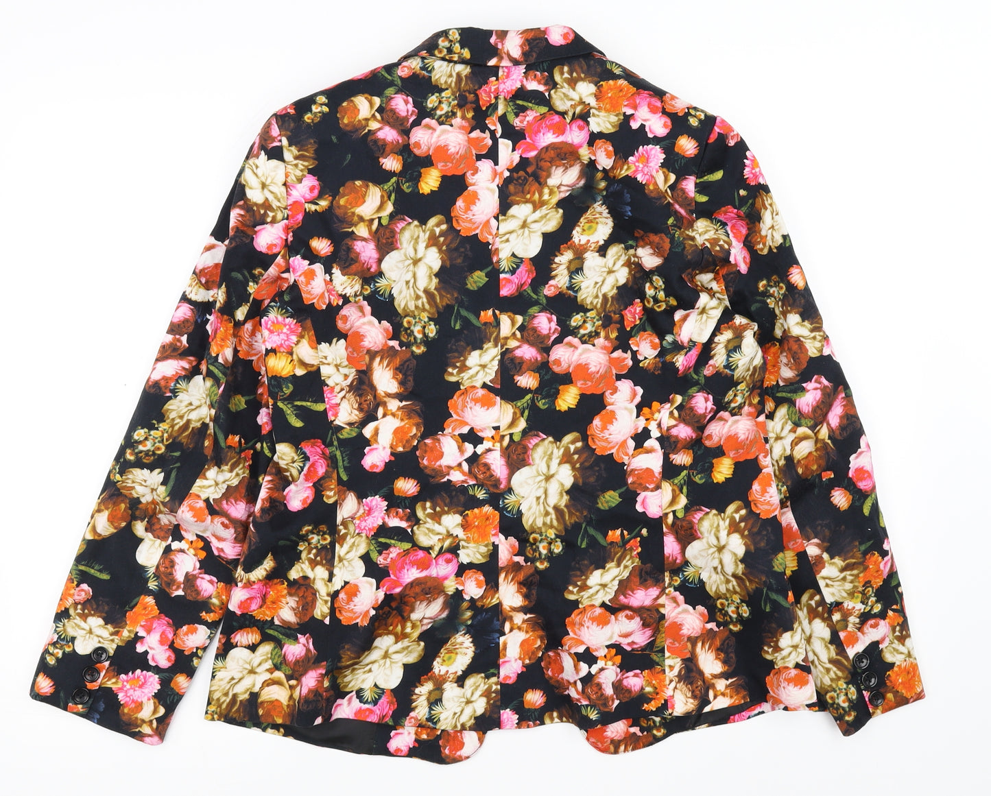 Mng Womens Black Floral  Jacket Blazer Size XL