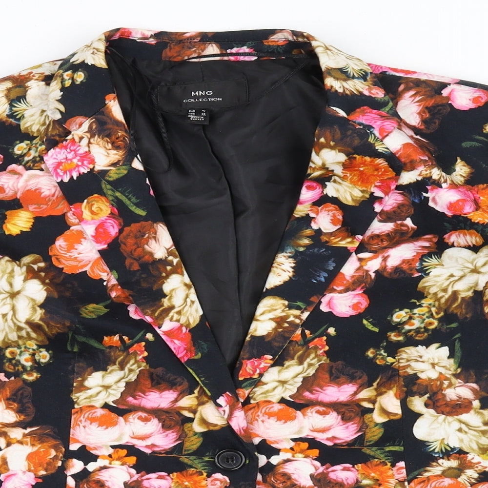 Mng Womens Black Floral  Jacket Blazer Size XL