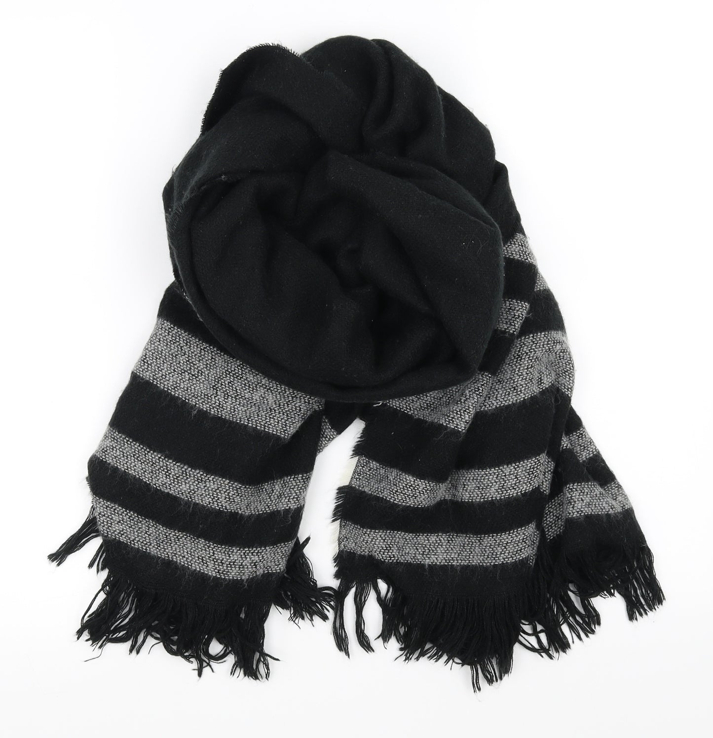 Preworn Unisex Black Striped   Scarf