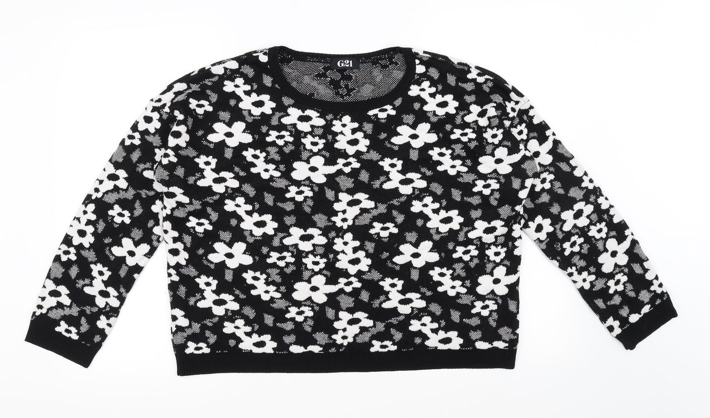 g21 Womens Black Floral  Pullover Jumper Size 14