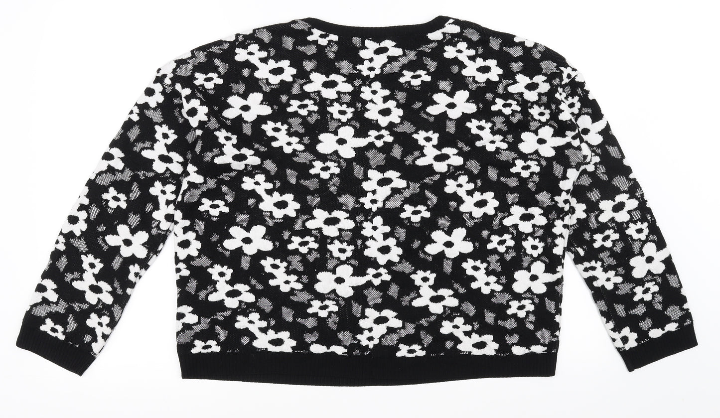 g21 Womens Black Floral  Pullover Jumper Size 14