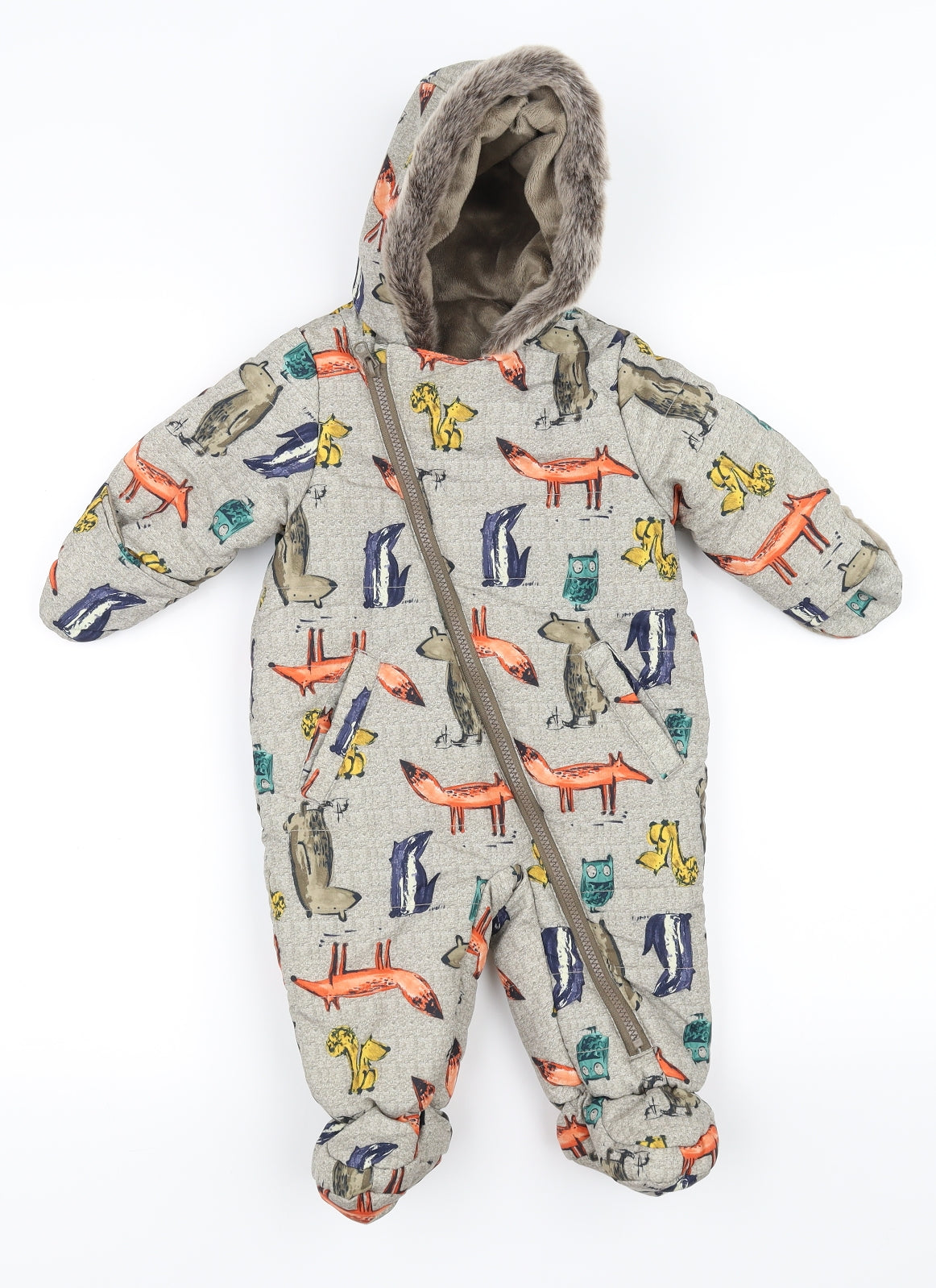 Nutmeg Baby Brown Animal Print  Ski Jacket Snowsuit Size 6-9 Months