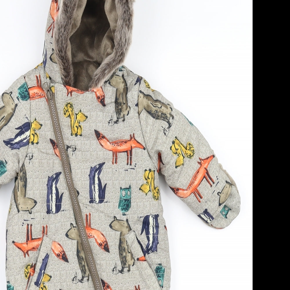 Nutmeg Baby Brown Animal Print  Ski Jacket Snowsuit Size 6-9 Months