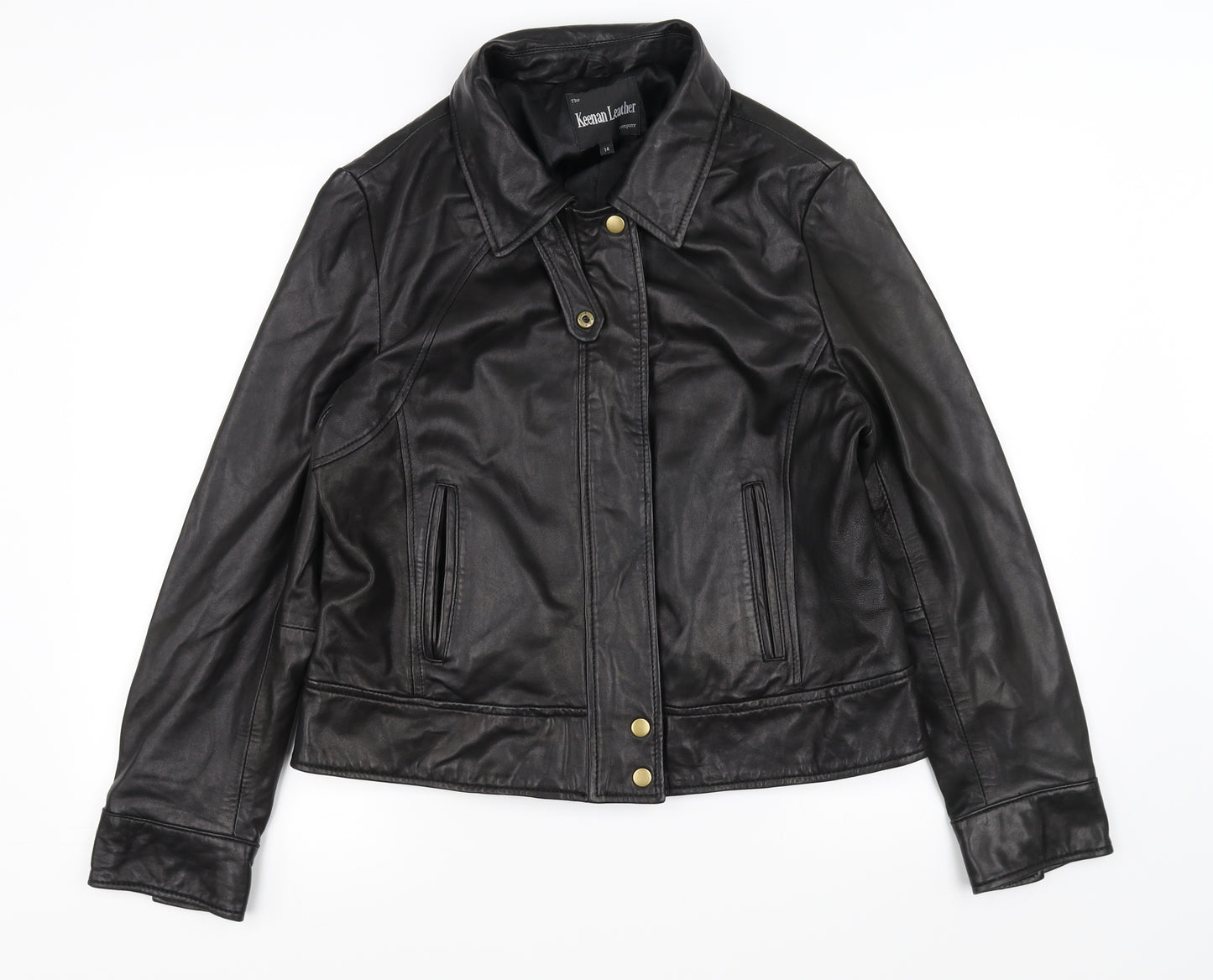 Keenan Leather Womens Black  Lace Biker Jacket Size 14