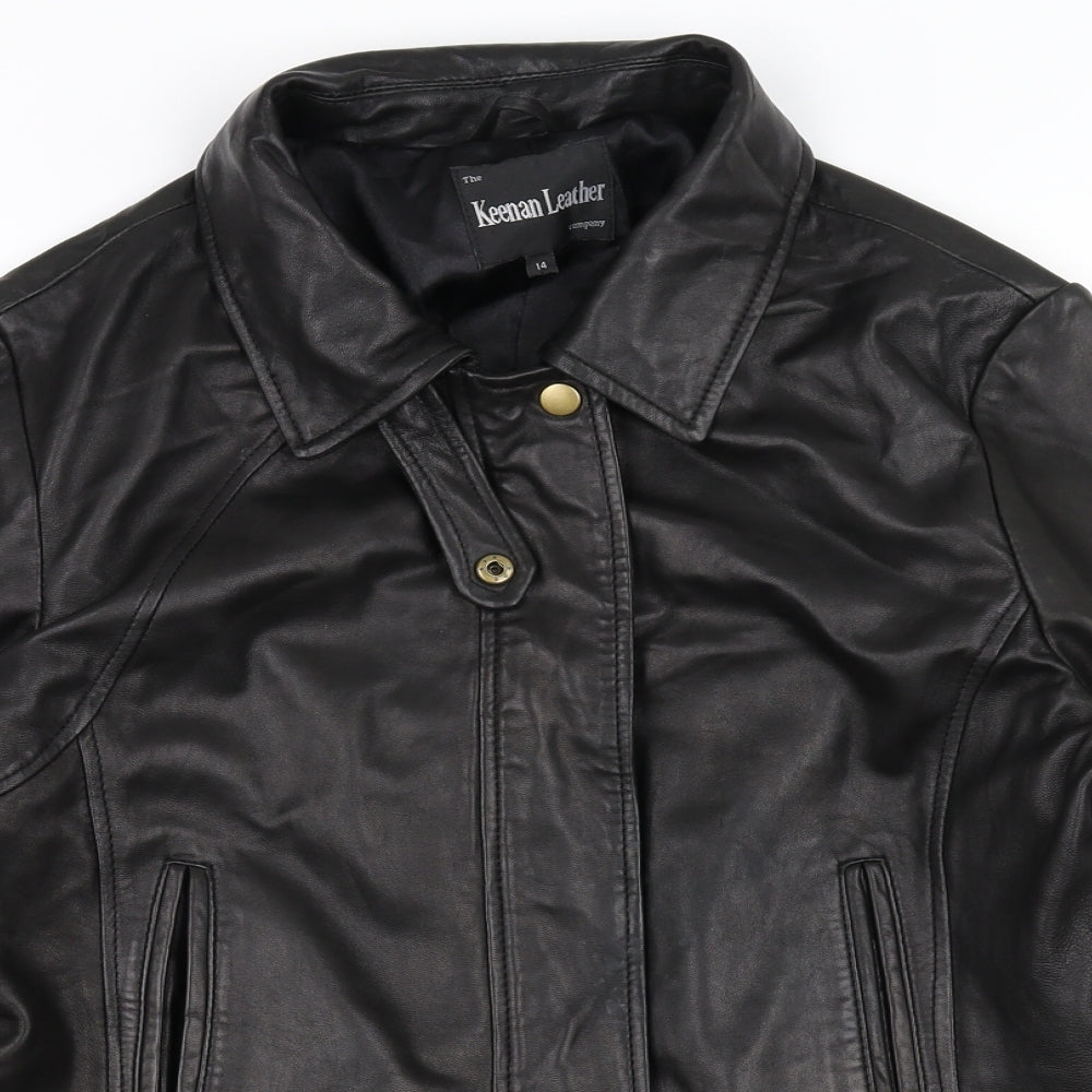 Keenan Leather Womens Black  Lace Biker Jacket Size 14