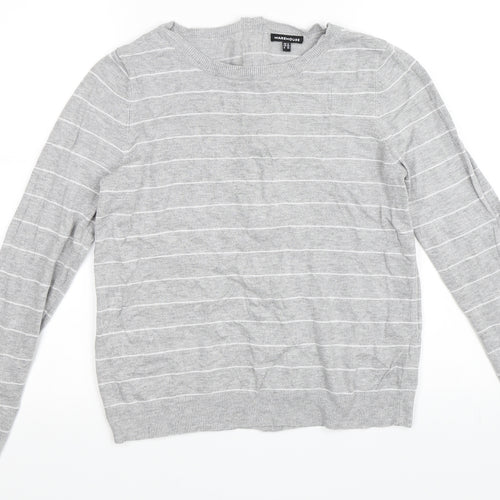 Warehouse Womens Grey Striped  Pullover Jumper Size 12