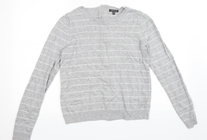 Warehouse Womens Grey Striped  Pullover Jumper Size 12