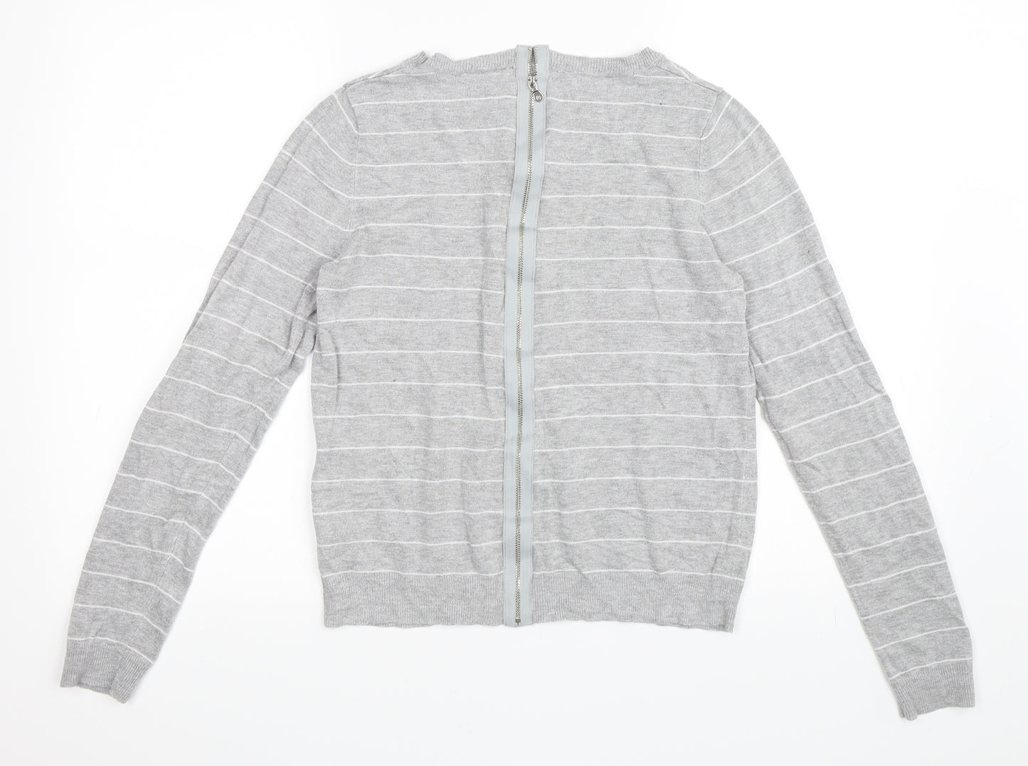 Warehouse Womens Grey Striped  Pullover Jumper Size 12