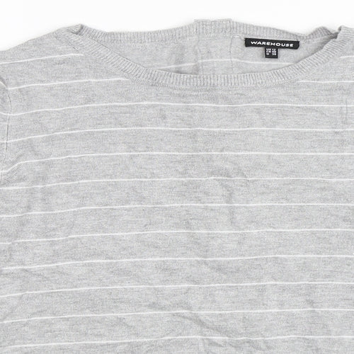 Warehouse Womens Grey Striped  Pullover Jumper Size 12