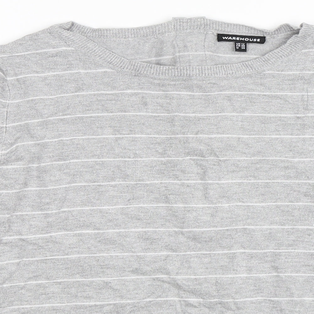 Warehouse Womens Grey Striped  Pullover Jumper Size 12