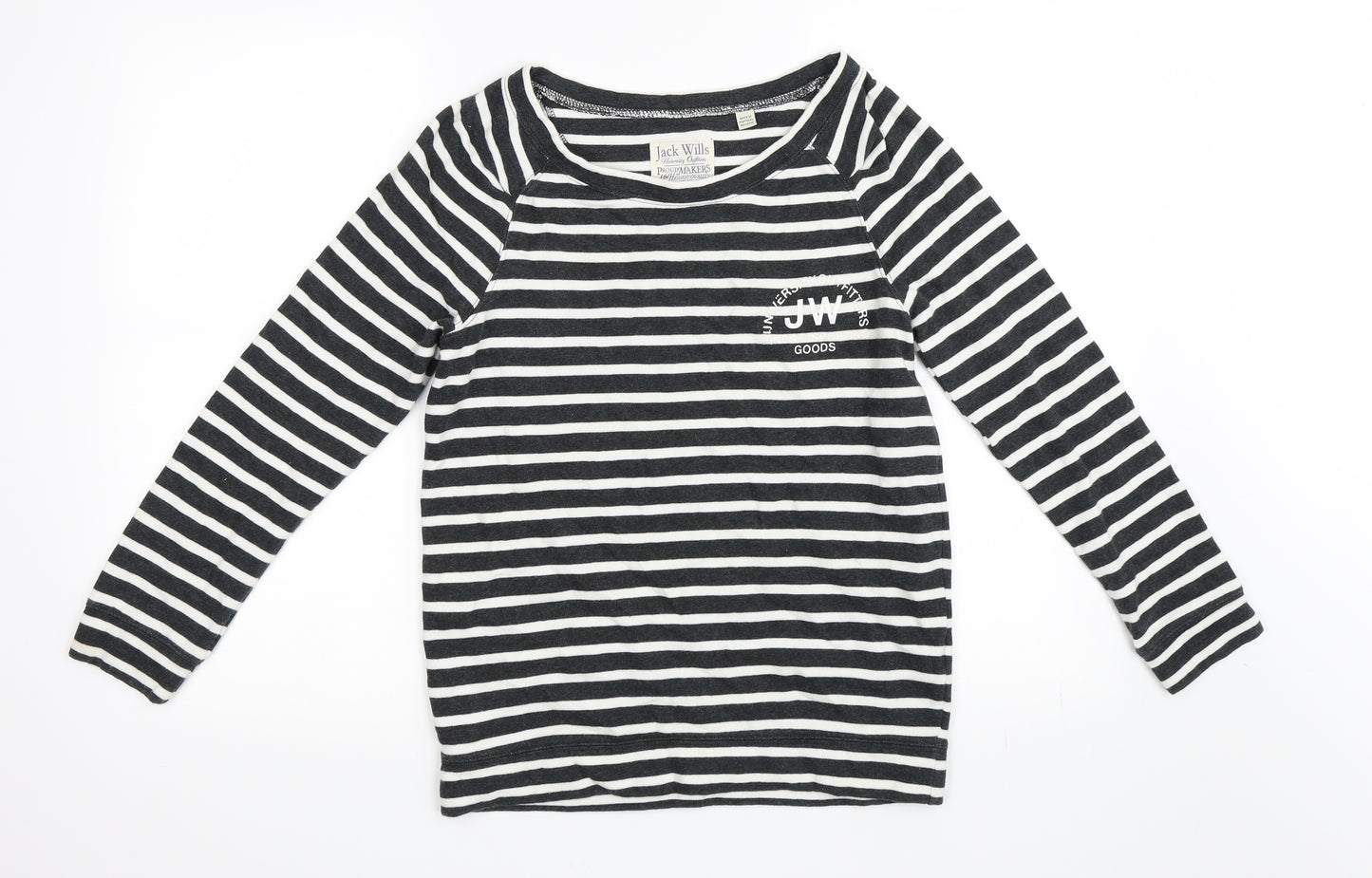 Jack Wills Womens Black Striped  Basic T-Shirt Size 8