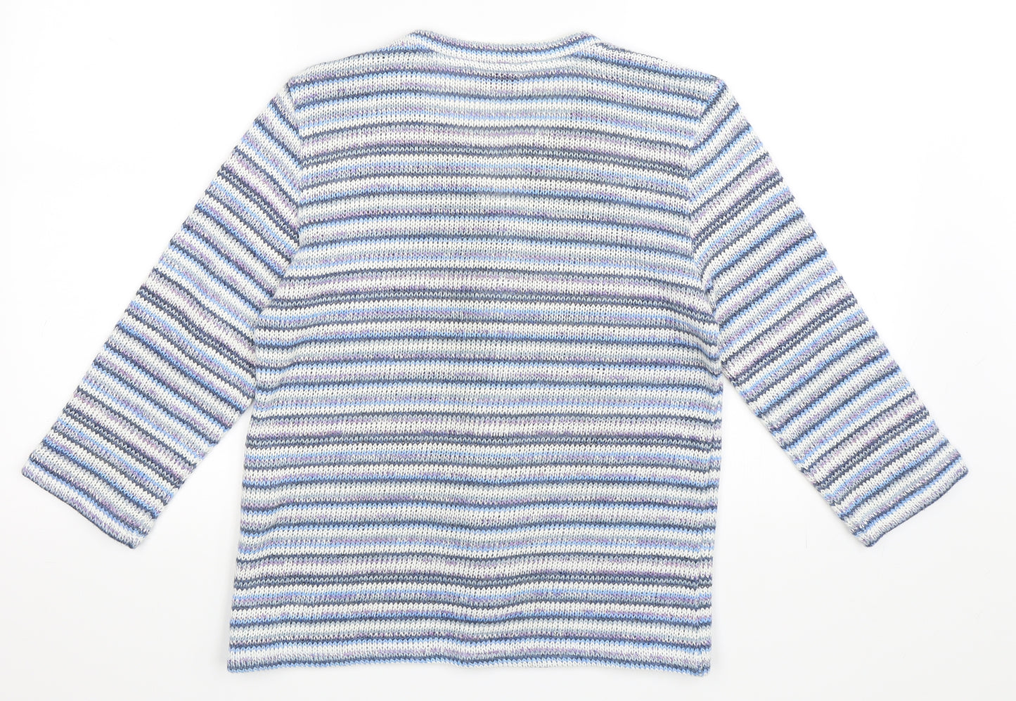 Per Una Womens Blue Striped  Cardigan Jumper Size M