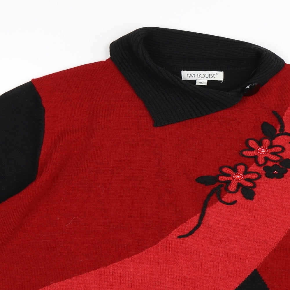 Fay Louise Womens Red   Pullover Jumper Size XL