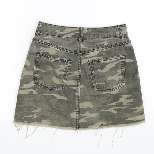 Topshop Womens Green Camouflage  Mini Skirt Size 6