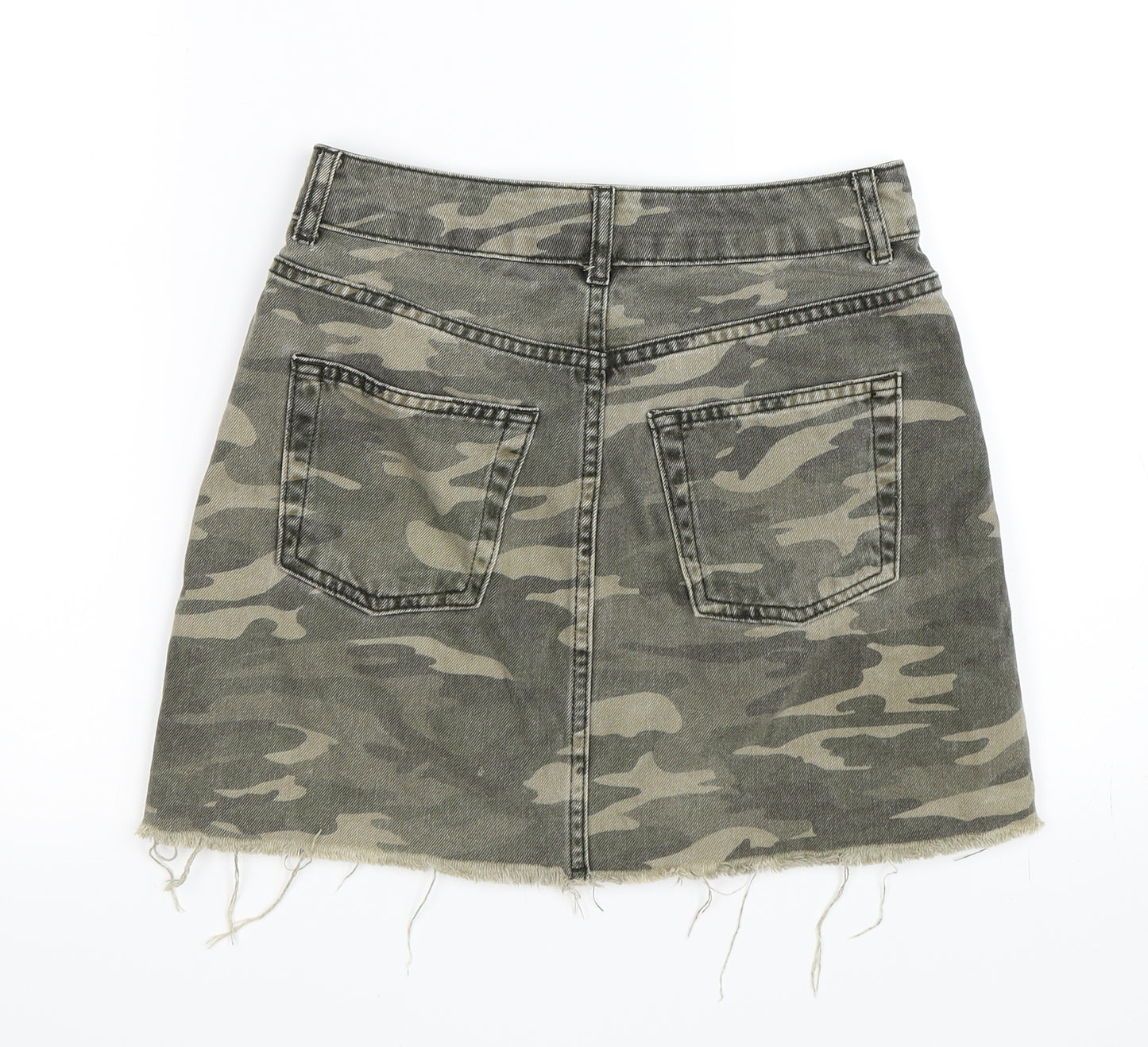 Topshop Womens Green Camouflage  Mini Skirt Size 6