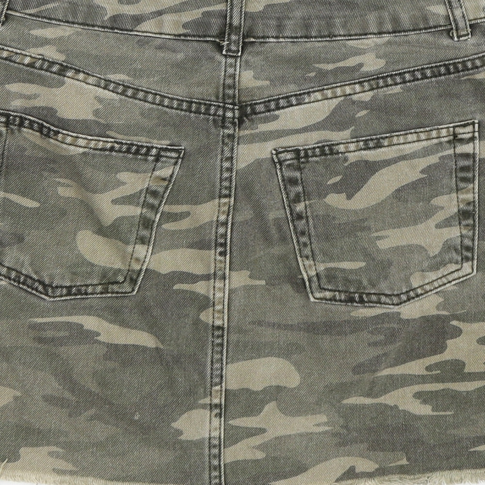 Topshop Womens Green Camouflage  Mini Skirt Size 6